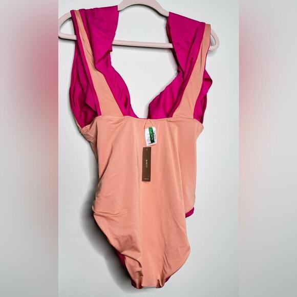 🆕 J Crew Ruffled Pink One-Piece Swimsuit. 14 NWT💥 - Picture 10 of 11